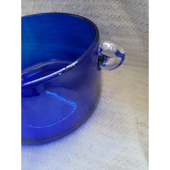 Vintage Blenko Cobalt Blue Glass Handmade Straight Sides  With Handles - Picture 5 of 8